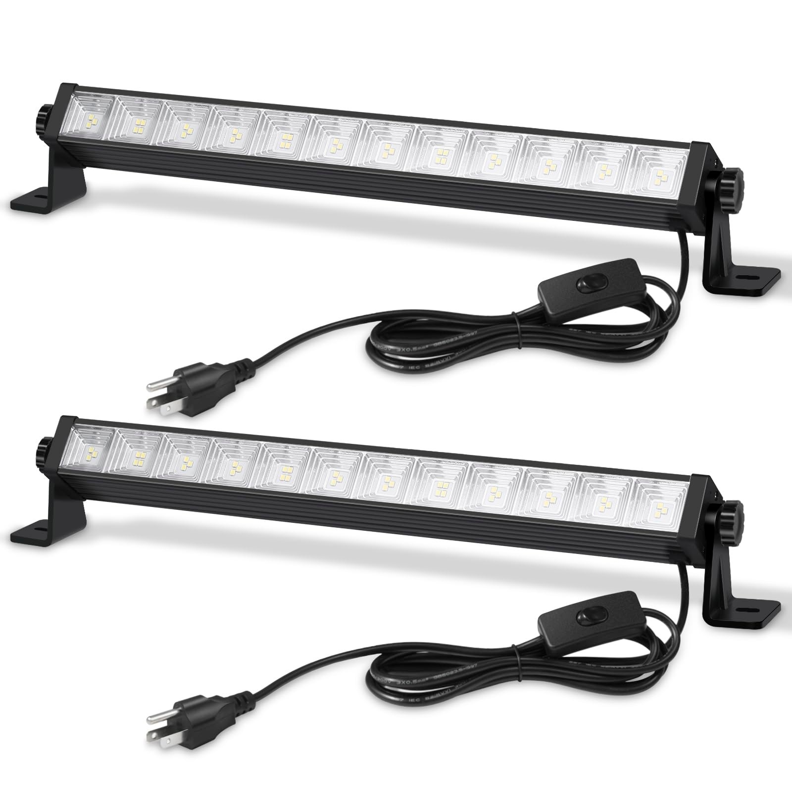 2 Pack 24W LED Shop Lights - 5400 Lumen, 6000K Daylight, Linkable, Tilt, Plug-in gallery