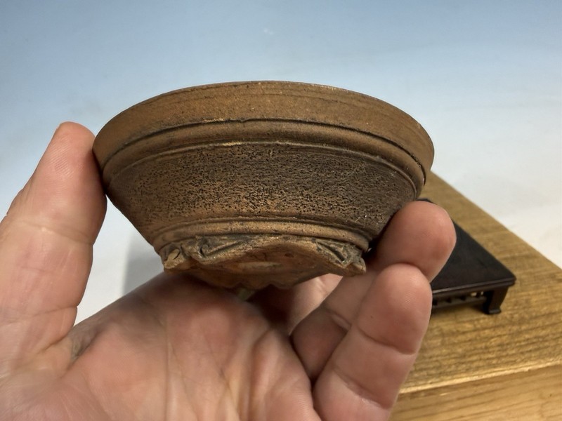 Japanese Unknown Maker Shohin Bonsai Tree Pot 3 3/4 By 1 1/4” Handmade Unglazed gallery