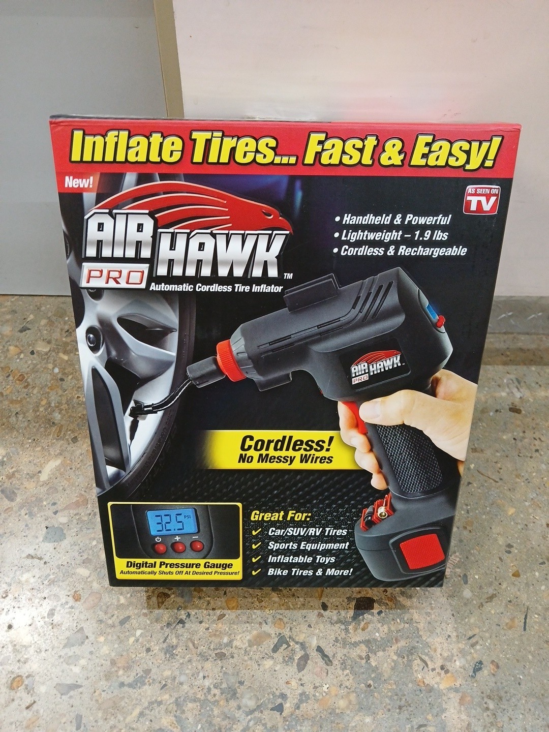 ONTEL Air Hawk Pro Automatic Cordless Tire Inflator Portable Air Compressor, ... gallery