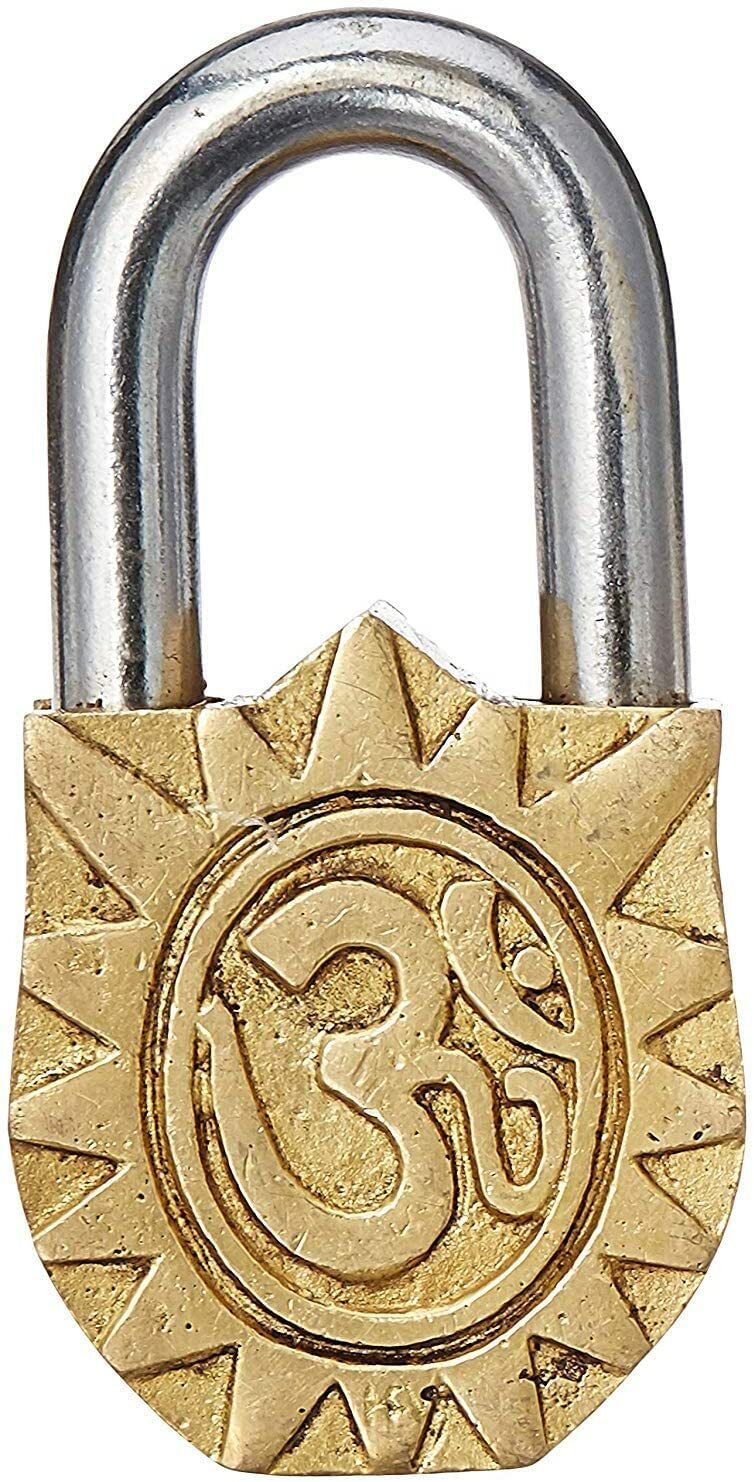 Door Lock Padlock with Surya Sooraj Dev Sun God Relief Sculpted in Brass gallery