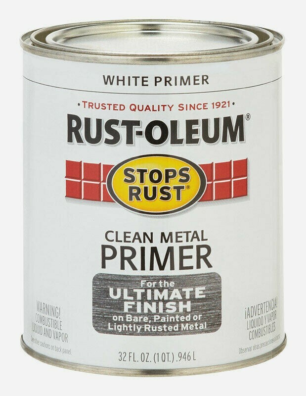 Rust-Oleum WHITE PRIMER 1 qt Stops Rust CLEAN METAL Alkyd Oil-Based 7780-502 NEW gallery