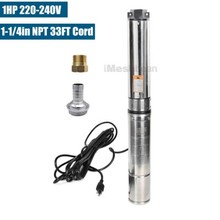 4'' Deep Well Submersible Pump , 1HP 220V 207ft Hmax 33GPM 33ft Cord 1.25'' NPT gallery