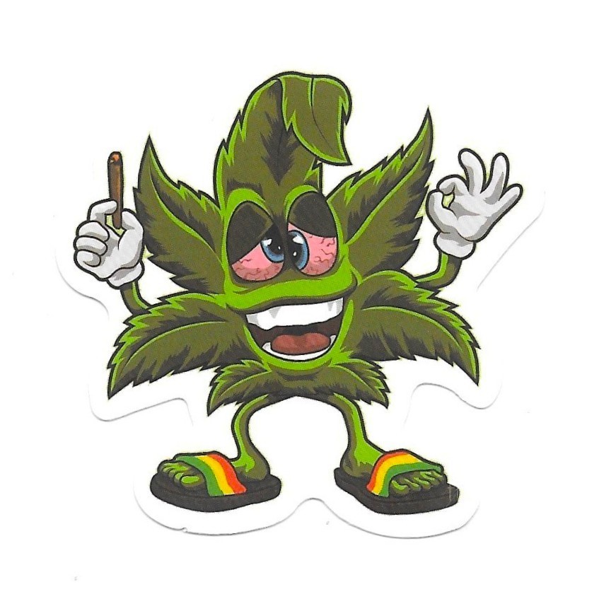 Stoner Leaf Vinyl Sticker Cannabis Cartoon Character 420 Weed Laptop Decal Gift gallery