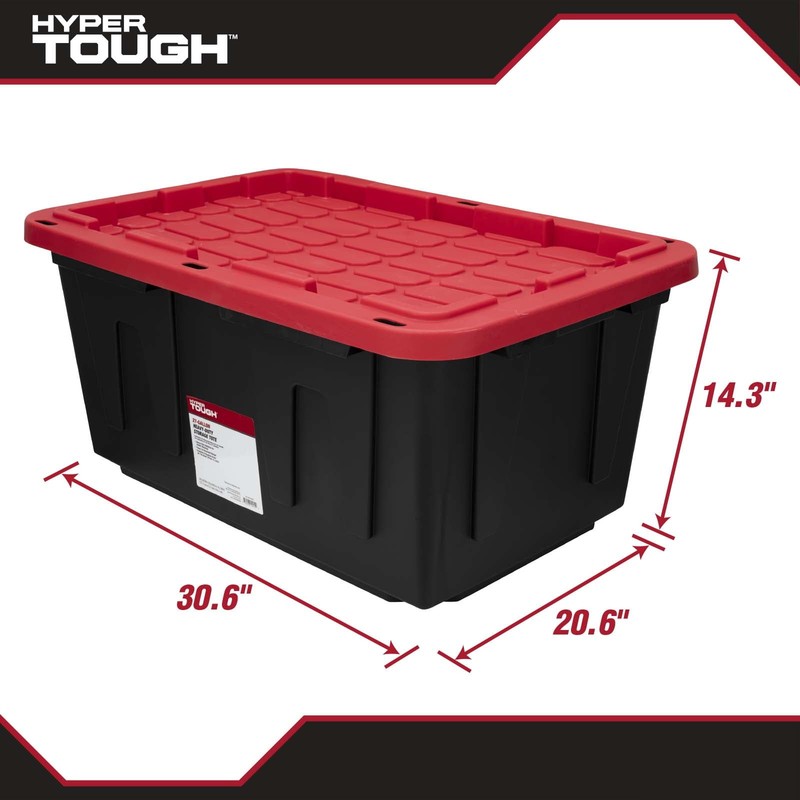 Large Storage Bin, 27 Gallon Plastic Storage Container with Snap-On Lid, Black a gallery