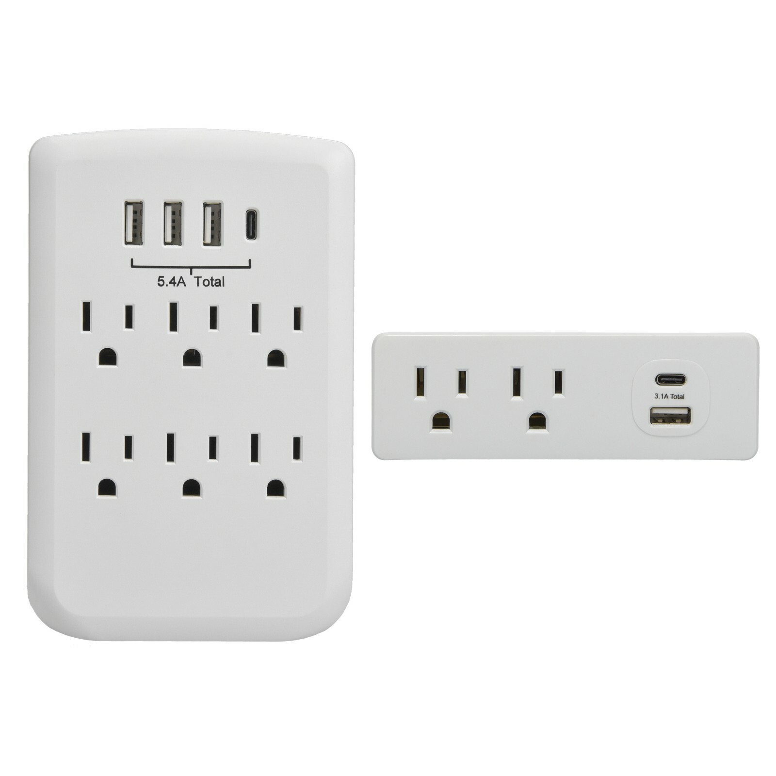 CP Combo 6-Outlet Wall-tap & 2-Outlet Travel Tap w/ USB-A & USB-C Ports, CP30008 gallery