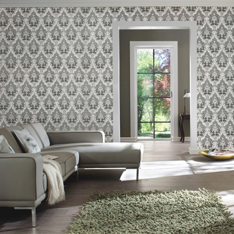 Wallpaper Victorian damask pattern wall coverings textured rolls gray damask 3D gallery