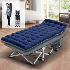 Folding Cot Rollaway Bed Lawn Reclining Chair Chaise Lounge Sun Lounger with Mat