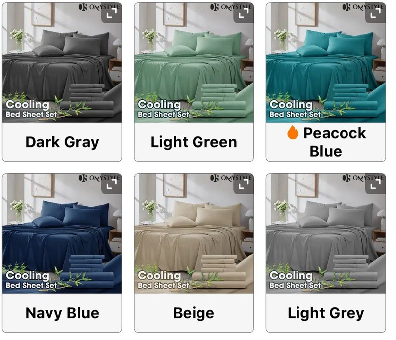 2000 Count 6-Piece Ocean Blue Solid Rayon from Bamboo King Sheet gallery