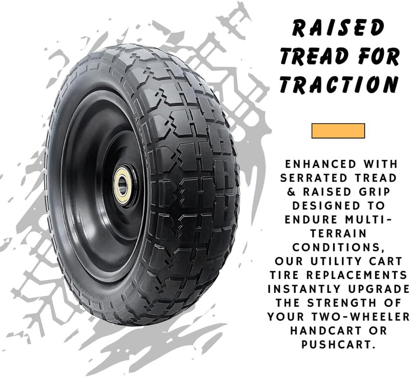 10-Inch Solid Replacement Tire and Wheel 4.10/3.50-4" - Flat Free Tires for Cart gallery