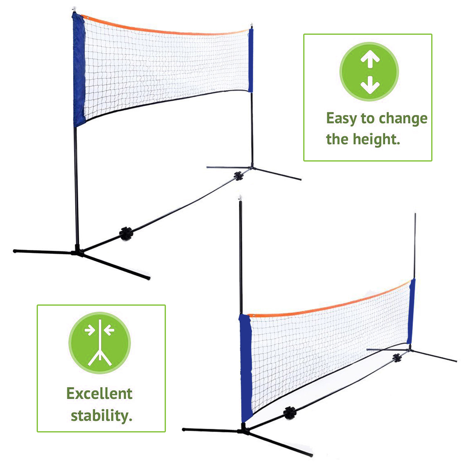 Badminton Net Height Adjustable Portable Tennis Volleyball Net with Stand Frame gallery