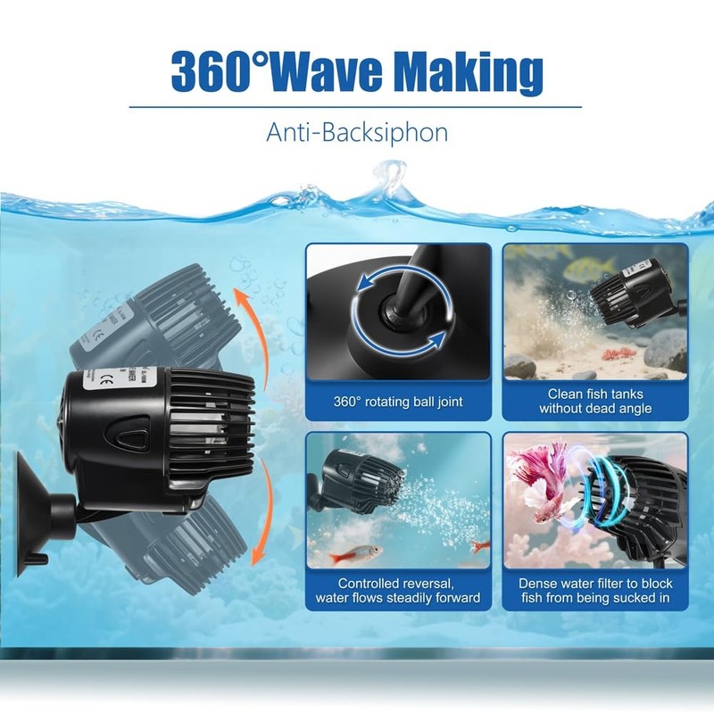 DaToo 800GPH Mini Aquarium Circulation Pump Ultra-quiet Fish 800GPH, Black gallery