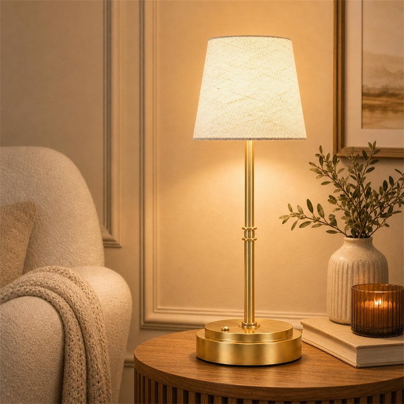 Rechargeable Cordless Table Lamp Gold - 1 Pack Brass 7500mAh Battery Operated... gallery