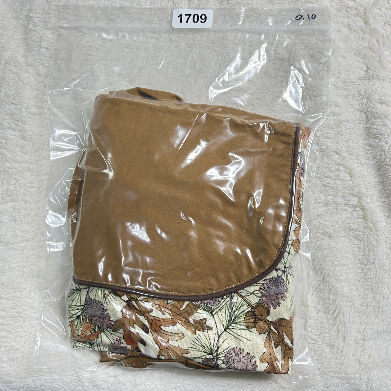Handmade Apron Acorns & Pinecones Beige Tapestry with Pockets & Brown Frill gallery