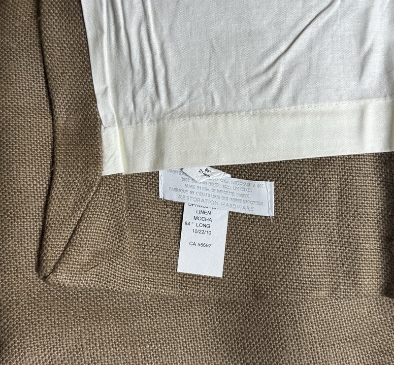 Restoration Hardware Heavyweight Textured Belgian Linen Drape RP 50 x 84 Mocha gallery