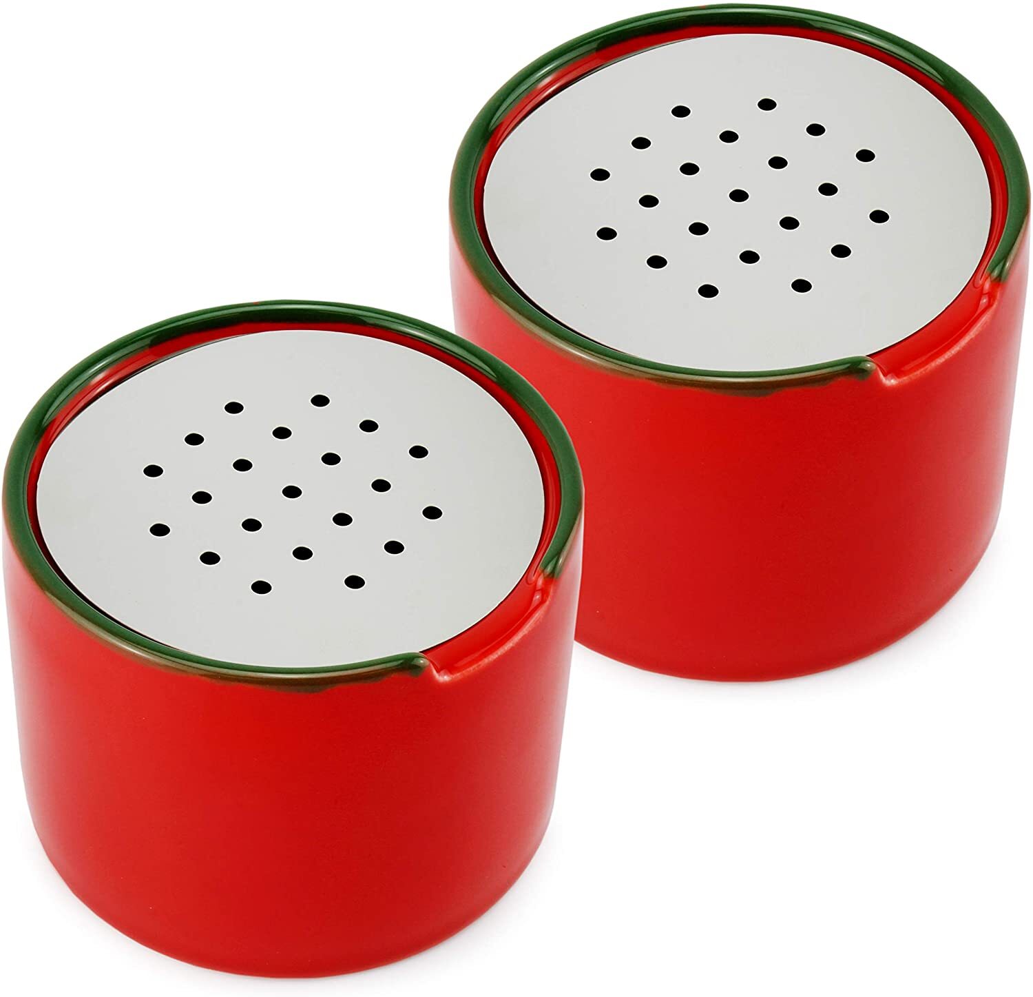 Fruit Fly Traps 2pk; Empty Ceramic Red Fly Gnat Catchers w/ Vented Lids gallery