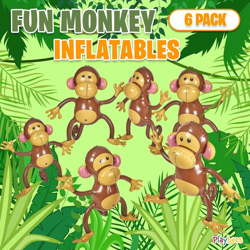 Large Inflatable Monkey 27" - 6 Pack Blow Up Animal Party Favors gallery