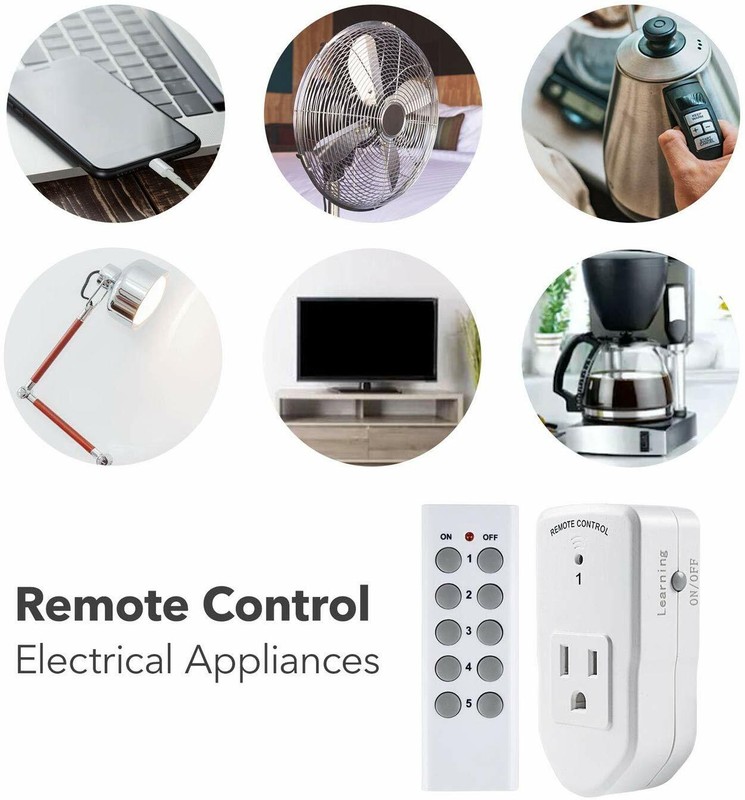 BN-LINK 5 Pack Wireless Remote Control Outlet Switch Power Plug In for lights gallery