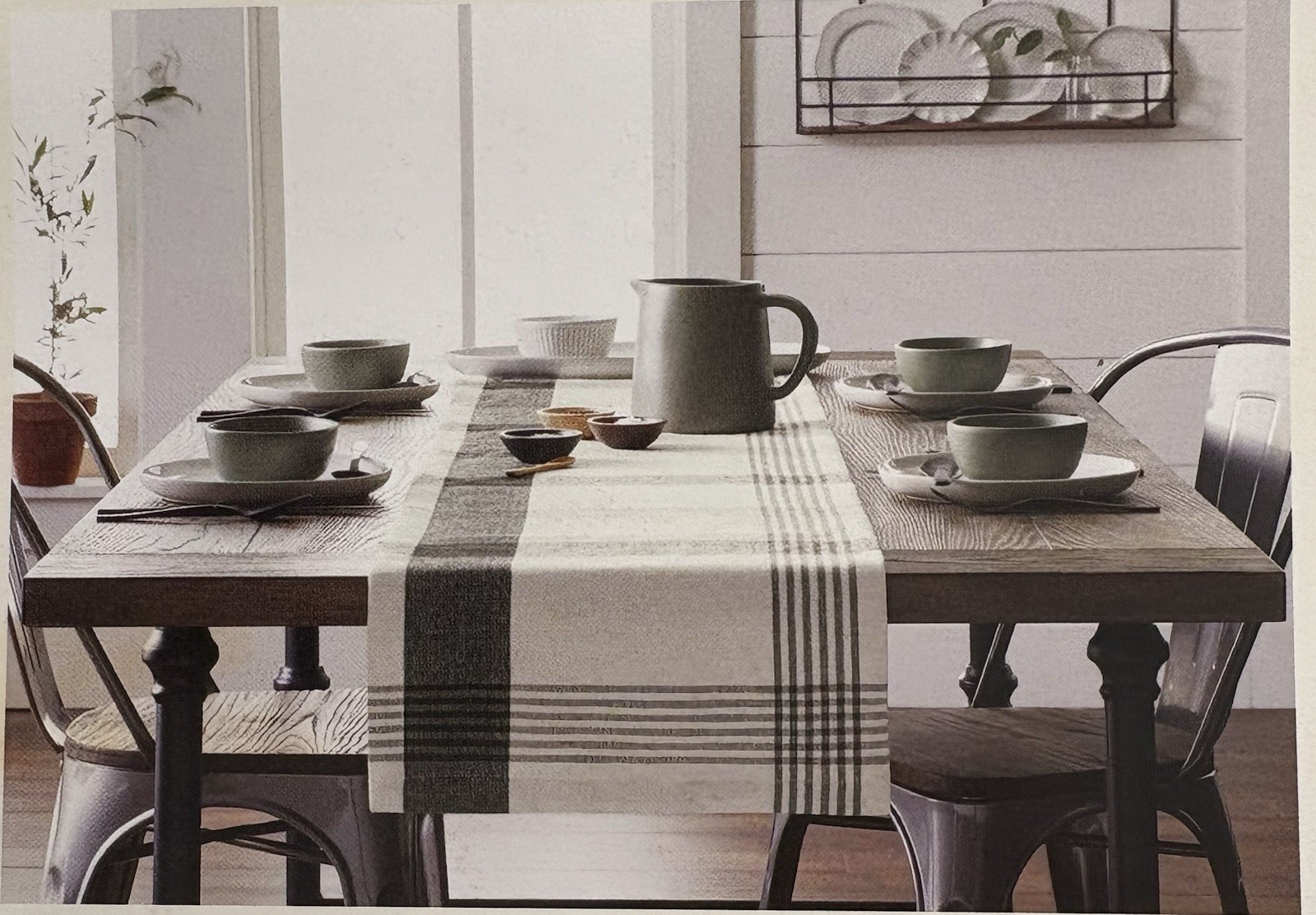 Hearth & Hand With Magnolia Black & Cream Linen & Cotton Table Runner 14x72 New! gallery