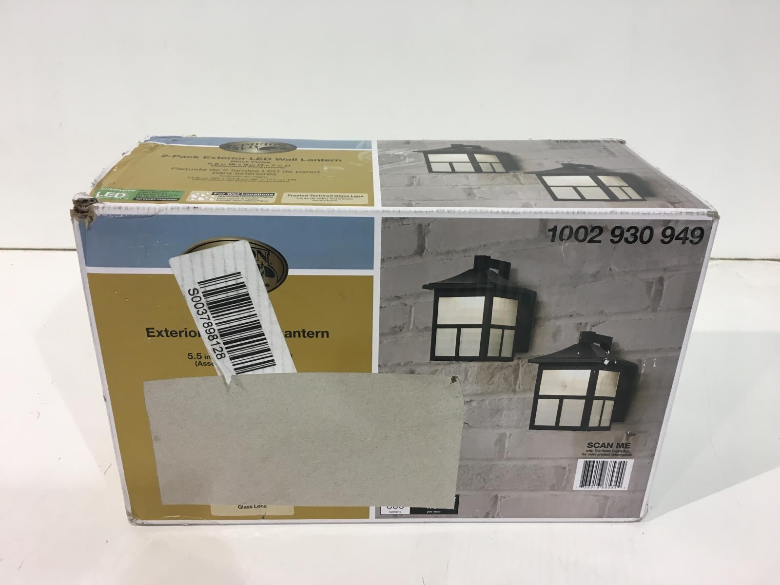 Hampton Bay Black Outdoor Integrated LED Wall Mount Lantern (2-Pack) New gallery