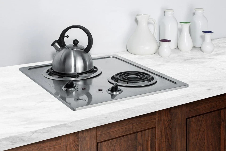 Summit CR2B122 22"W Built-In Electric Cooktop - Stainless Steel gallery