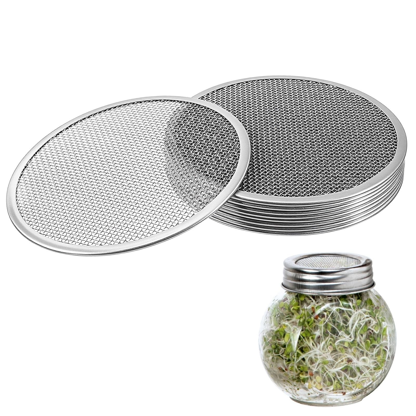 10 Pack Sprouting Lids for Wide Mouth Mason Jars Stainless Steel Strainer Screen gallery