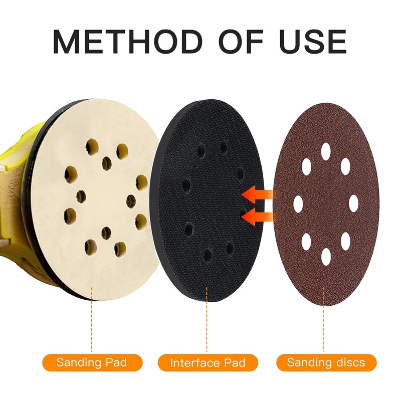 6 Pack 5 Inch 8 Holes Interface Pad, 5” Orbital Sander Foam Pad for in Sander, gallery