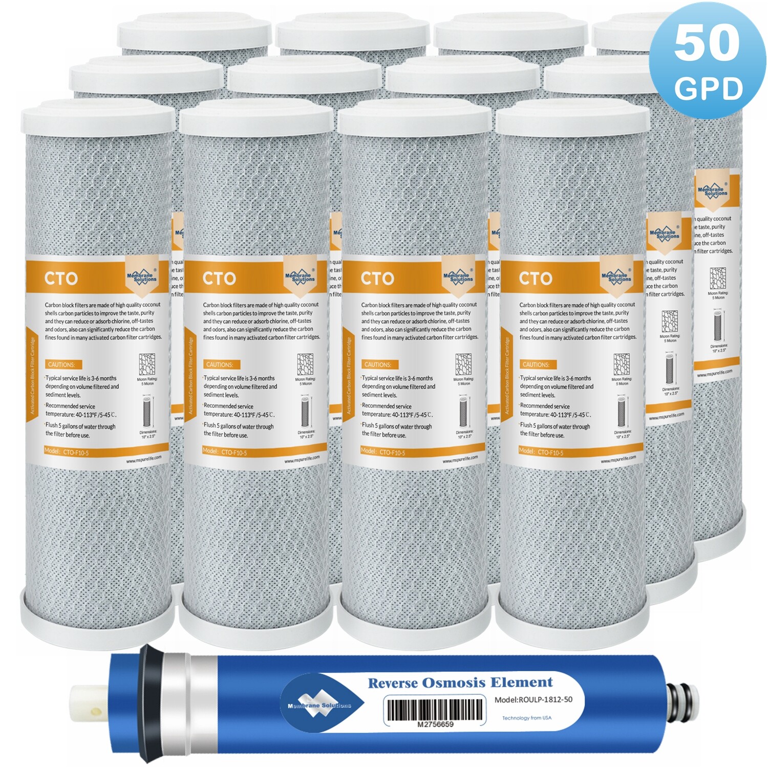 1/2/3 Year Set 50 GPD RO Membrane Carbon Water Filter for GE FX12P FX12M GXRM10G gallery