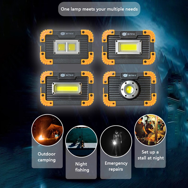 2X USB Rechargeable COB LED Work Light Lamp Floodlight Camping Emergency Torch gallery