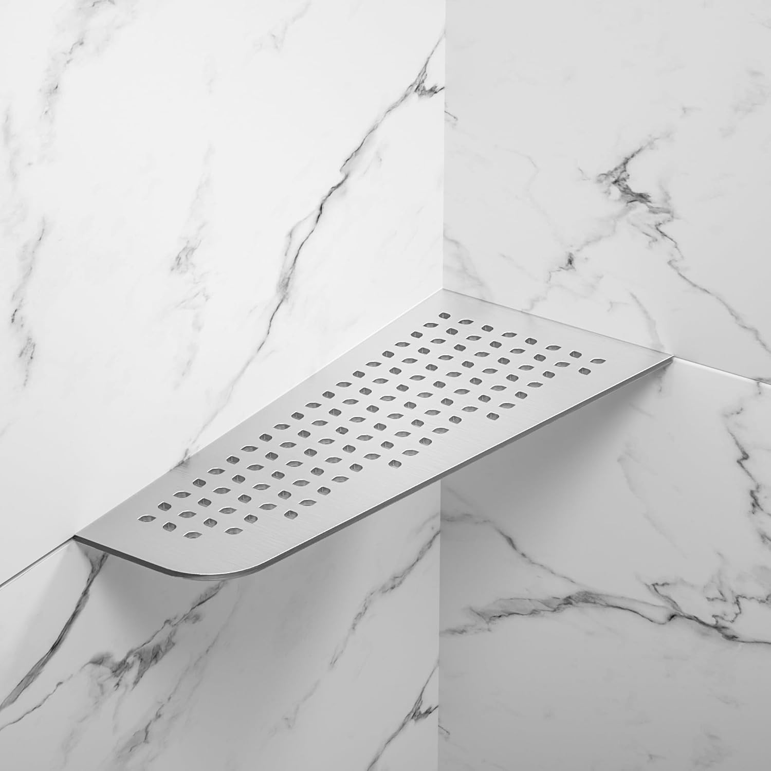 Corner Shower Shelf 12" Brushed 304 Stainl Steel Quadrilateral Corner gallery