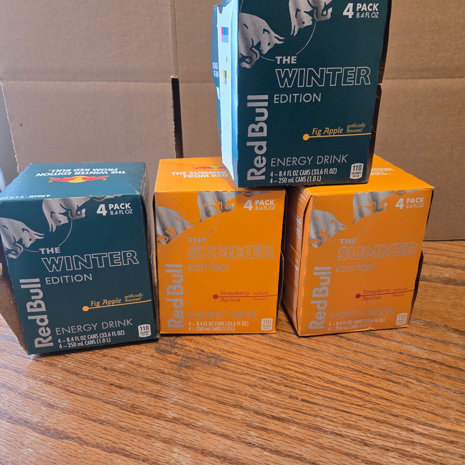 Red Bull Summer and Winter Edition Boxes two of each 4 pk 8.4 oz ( boxes only) gallery