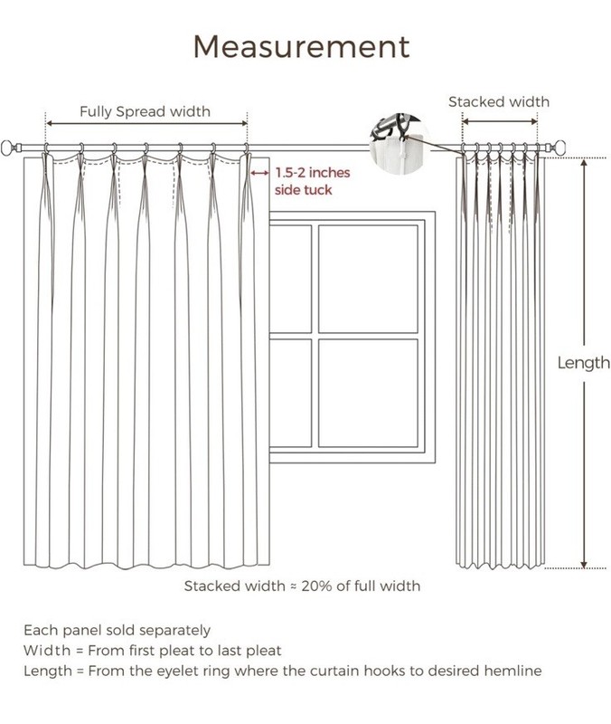 TWOPAGES Herringbone Drape Pleated Curtains (2) 52Wx90”L Beige Unlined NEW gallery