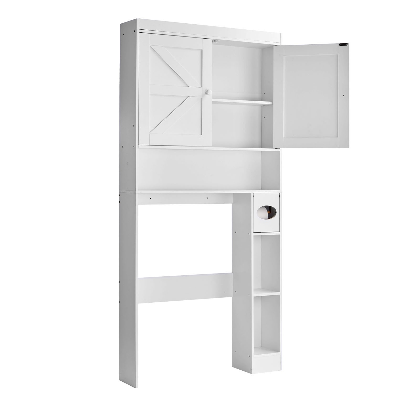 Over The Toilet Storage Cabinet for Bathroom with Adjustable Shelf White 67.4" H gallery
