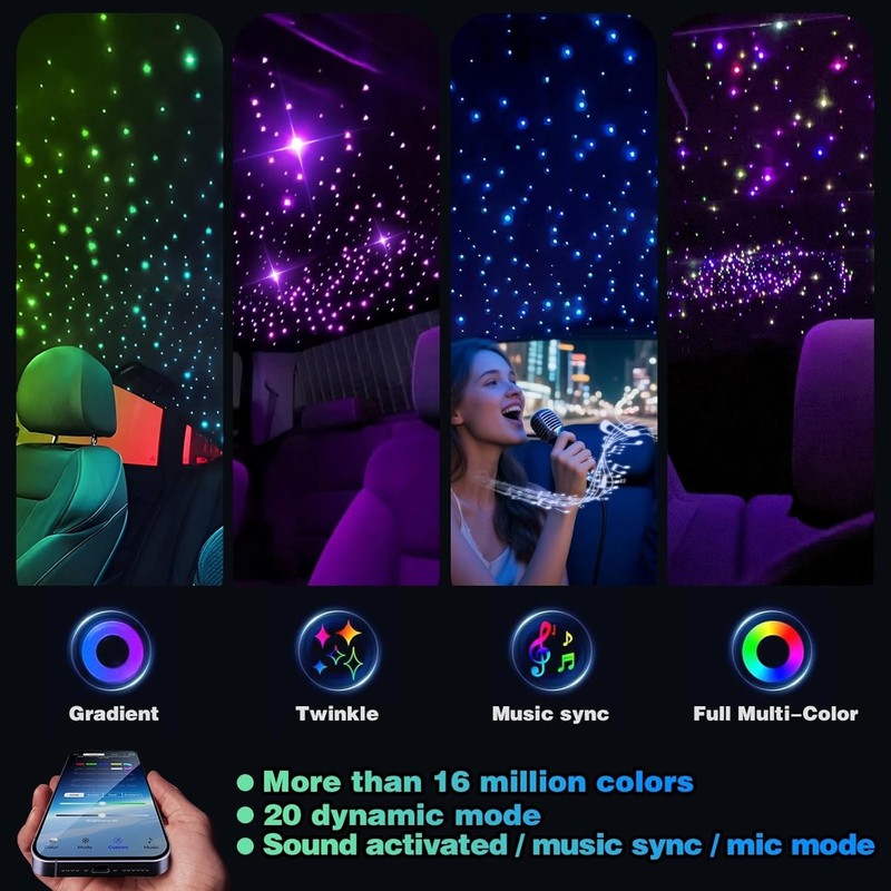 Twinkle Starlight Headliner Light,32W 1000pcs 13.1ft LED Star Ceiling Fiber O... gallery