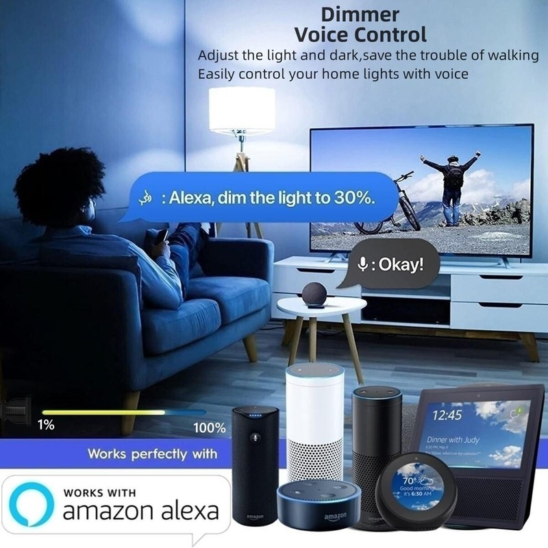 Smart Wireless Light Switch Kit No Wiring Dimmer Remote Control Work with Alexa gallery