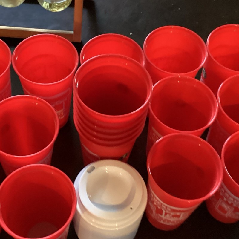 20 Starbucks, plastic cups, reusable for Christmas with lids gallery