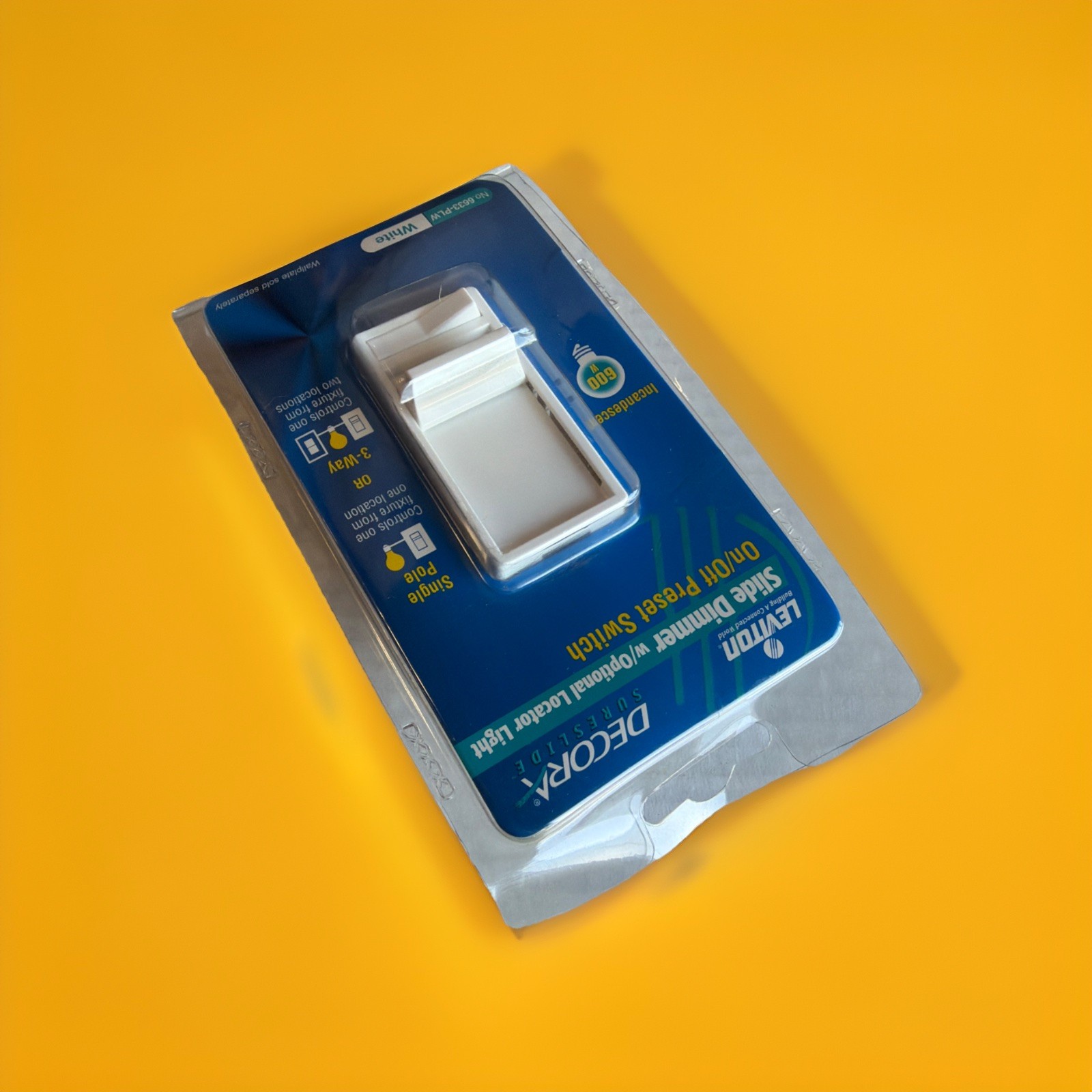 🔥 Leviton 6633-PLW Decora SureSlide Slide Dimmer Switch White ~ 1 Unit🔥 gallery