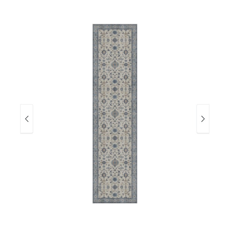 Low Pile Runner Rug, 2x10ft, Abstract, Machine Washable- Vintage Floral Blue gallery