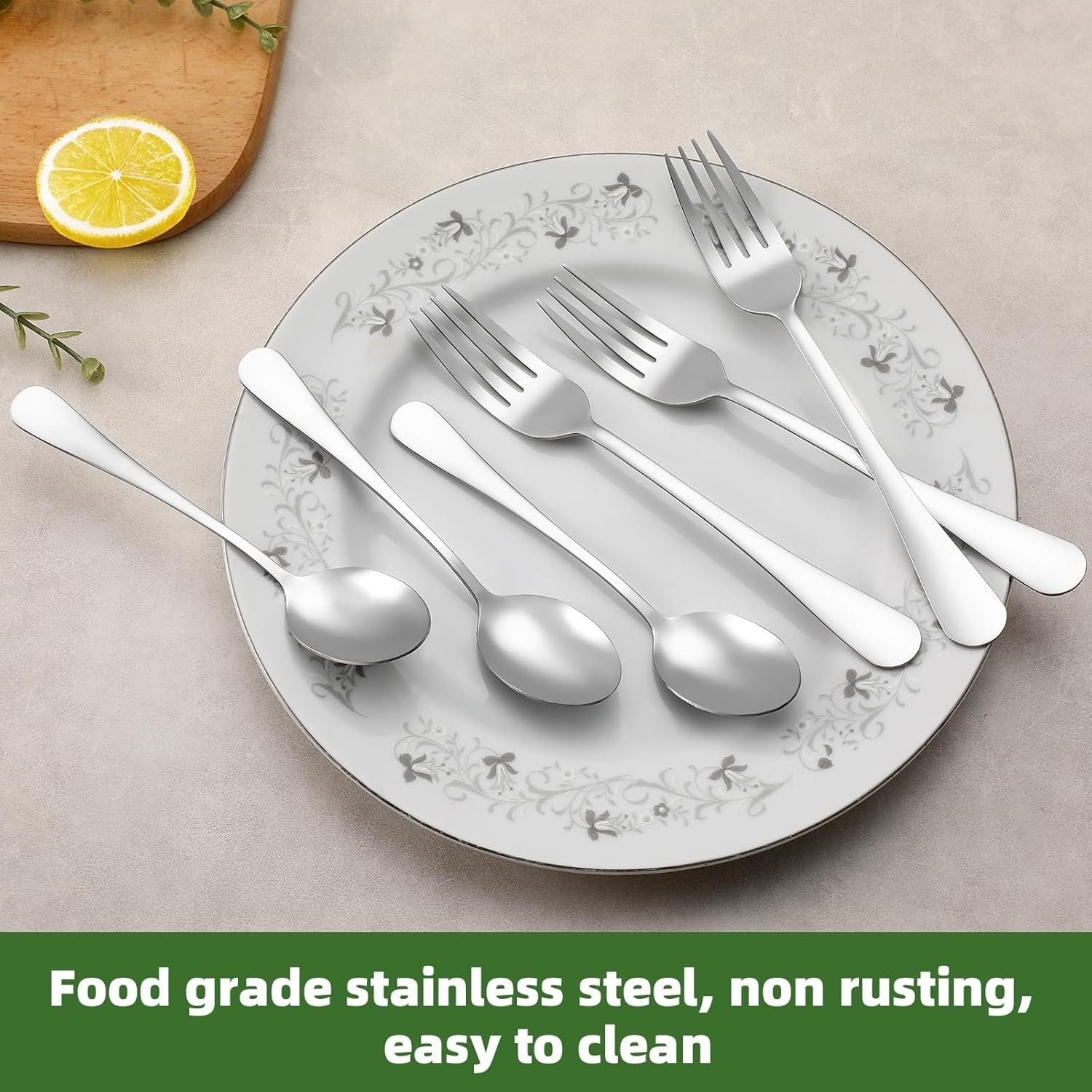 24 Pcs Forks and Spoons Silverware Set, Food Grade Stainless Steel Flatware gallery