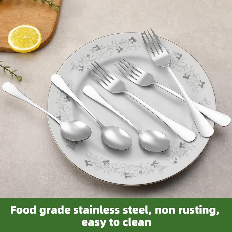 24 Pcs Forks and Spoons Silverware Set, Food Grade Stainless Steel Flatware gallery