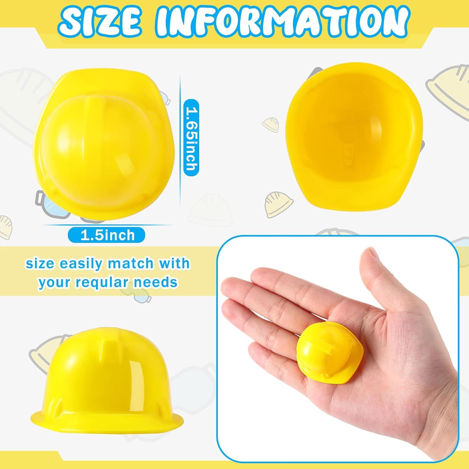 Sratte 25 Pcs Miniature Construction Hat Mini Toy Doll Yellow gallery