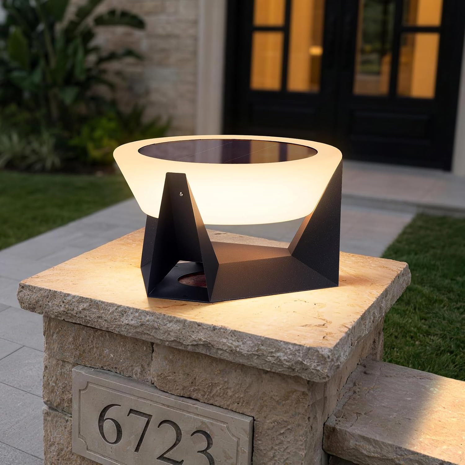 15" Solar Post Lights - Modern Waterproof LED Column Lantern for Outdoor Use gallery
