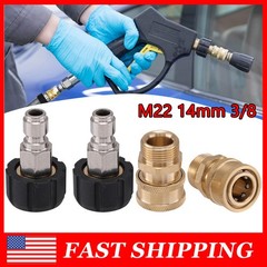 4PCS Pressure Washer Adapter Set Quick Disconnect M22 Swivel to 3/8” Connect