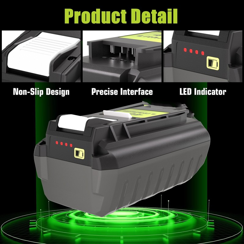 2 Pack 40V 6.0Ah Lithium Battery & Rapid Charger Kit for Ryobi 40 Volt Batteries gallery