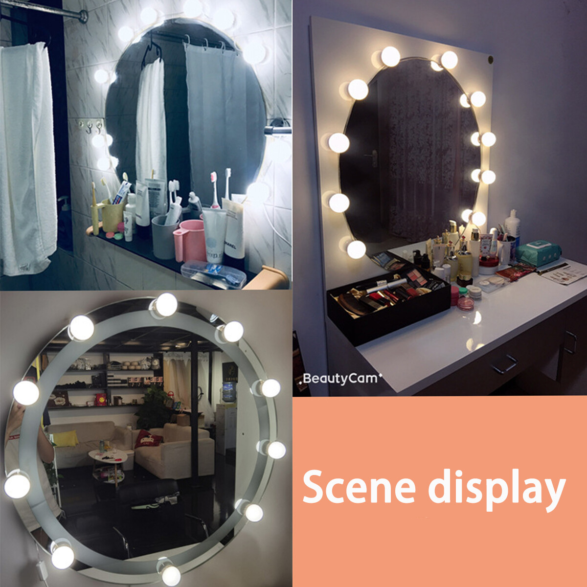 Neutral light Warm light Positive white light makeup Tricolor 10 LED Meet the gallery
