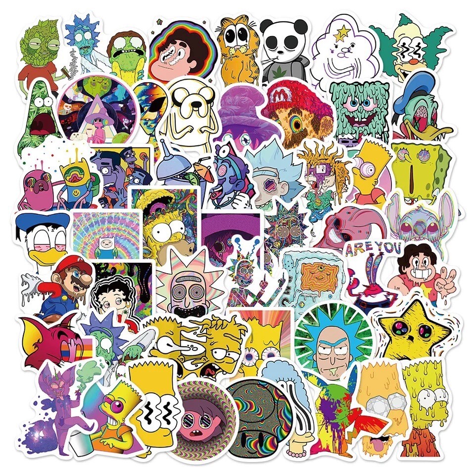 Trippy Psychedelic 50pk Stickers Mix Drippy Trippy Random Stickers Funny gallery
