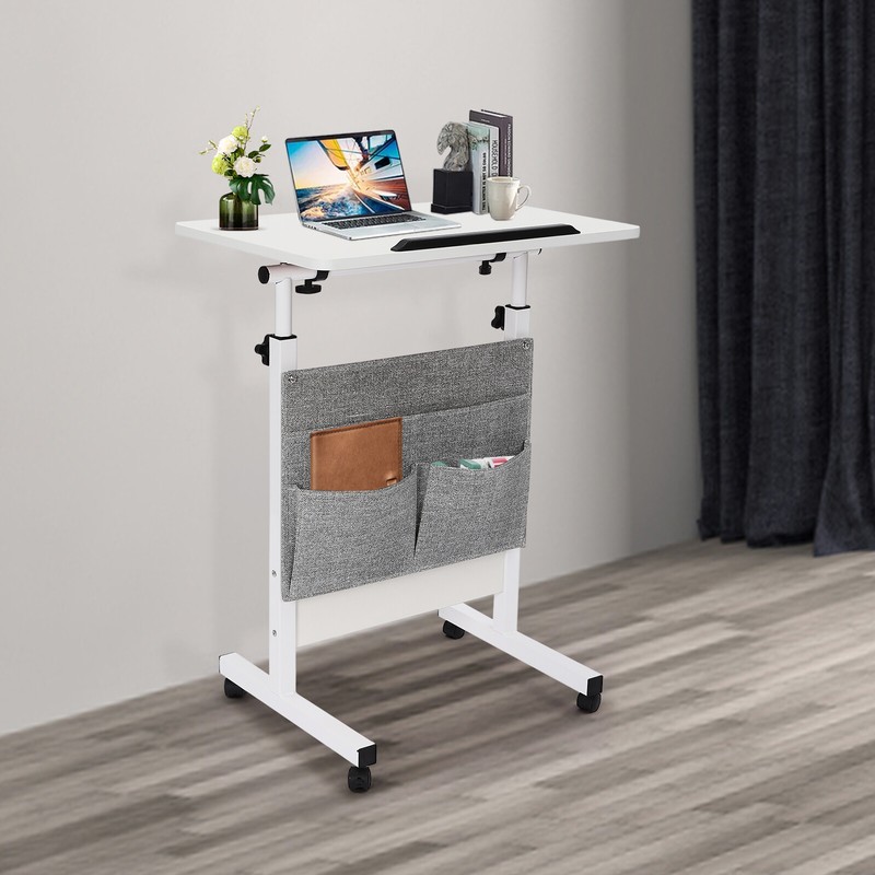 Rolling Laptop Desk Office Computer Table Adjustable Height Stand up w/ Storage gallery