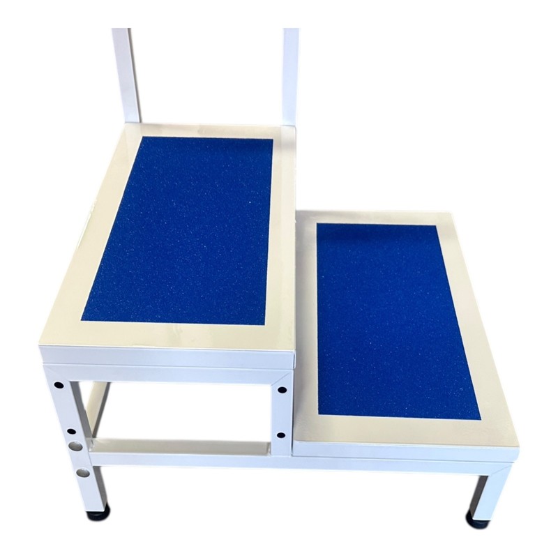 Double Step Stool with Handrail Heavy Duty Non Slip Bath Step Bedroom Blue NEW gallery