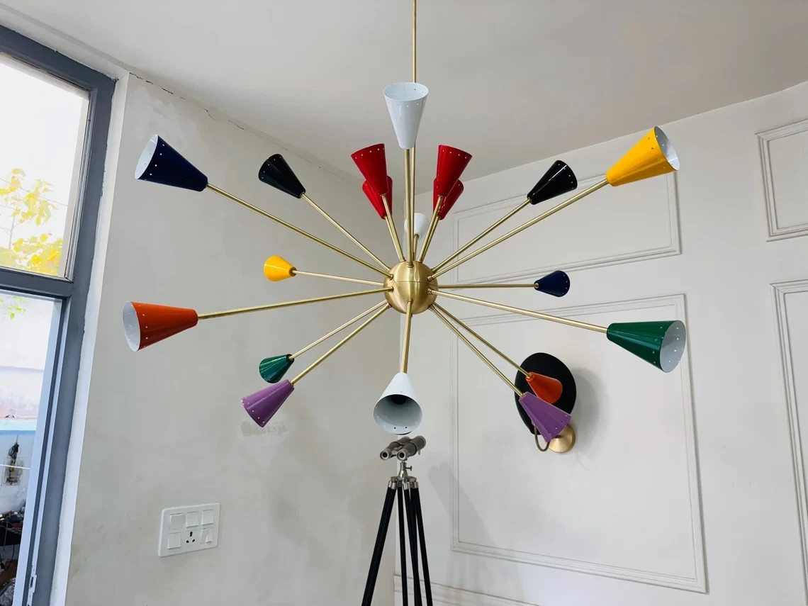 Handcrafted Brass Sputnik Chandelier - Multi Color Ceiling Lamp gallery