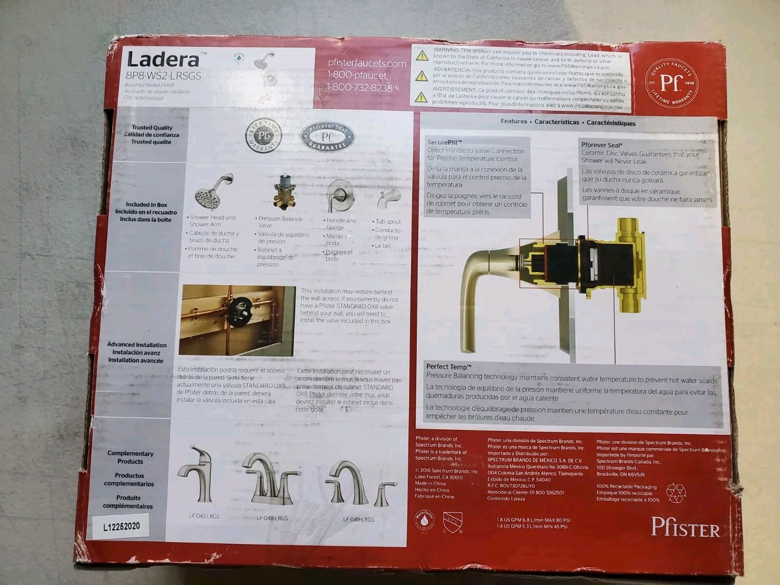 Pfister 8P8-WS2-LRSGS Ladera Single-Handle 3-Spray Tub and Shower Brushed Nickel gallery
