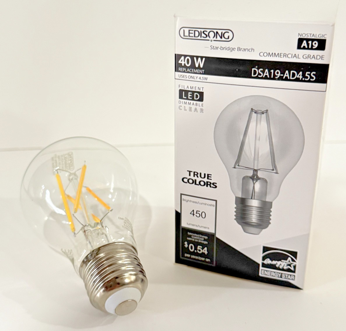 (50 pcs) LED Edison Bulbs Dimmable E26 A19 4.5W 40W Equivalent Warm White 2700K gallery
